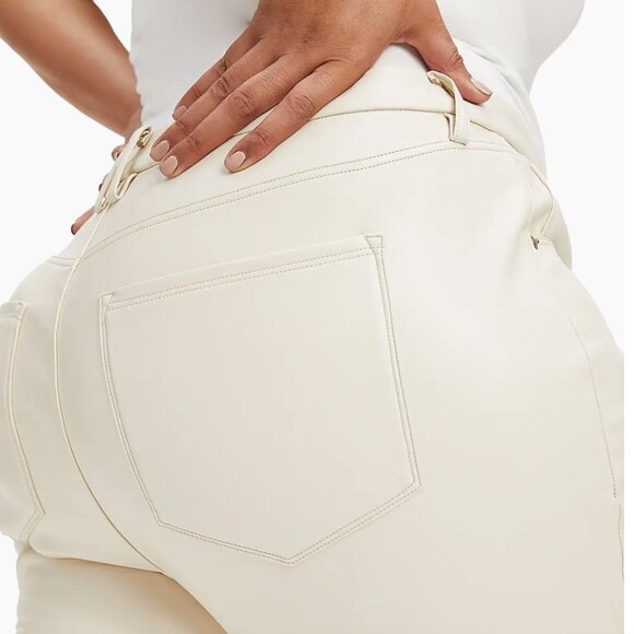 Good American Better Than Leather Faux Leather Good Icon Pants Bone001 Cream 12 - Picture 6 of 16
